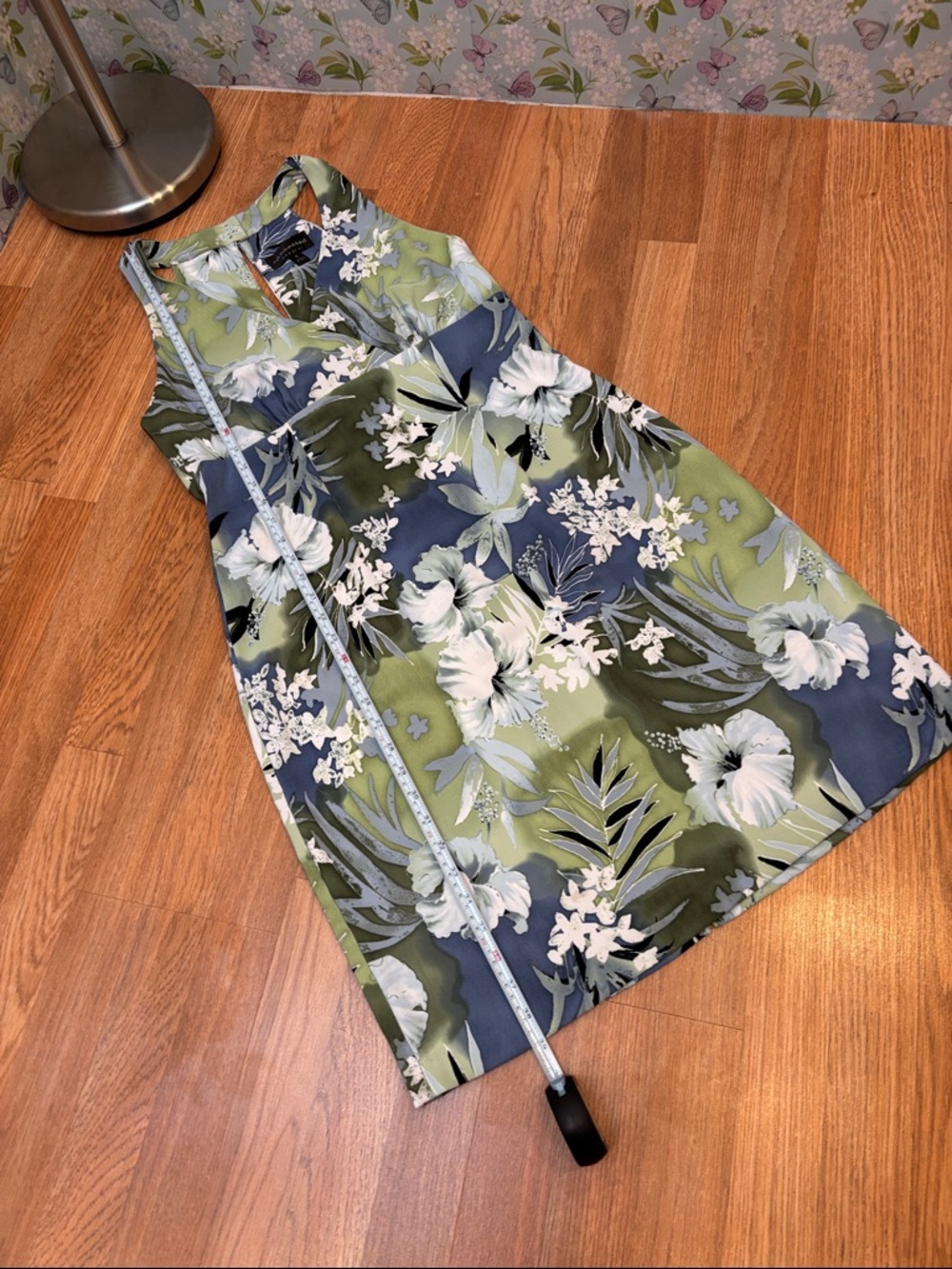 Connected Apparel green and blue tropical print sleeveless sheath dress. Size 16 - Picture 13 of 17